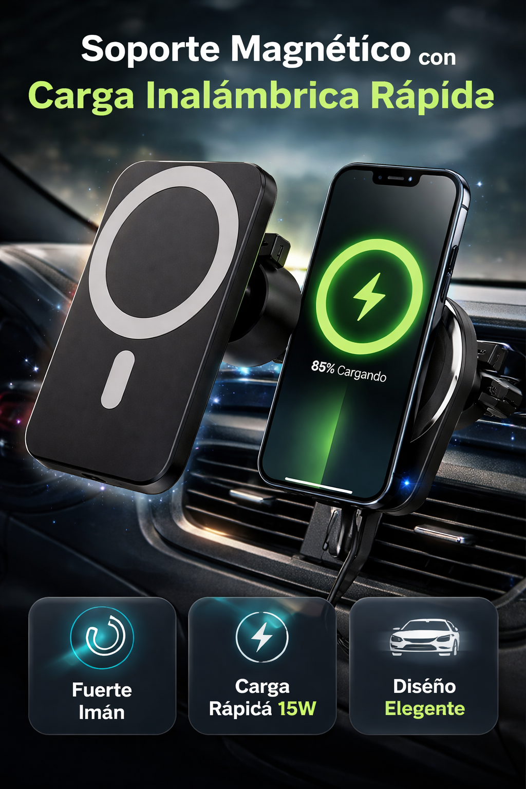 Cargador inalámbrico magnético para Auto